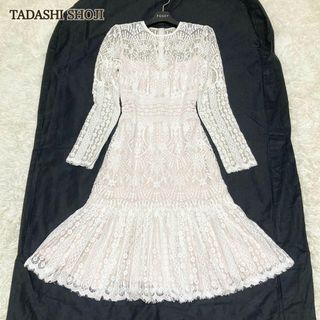 タダシショウジ(TADASHI SHOJI)の美品　タダシショージ　ワンピース　長袖　レース　刺繍　0　パーティ(ひざ丈ワンピース)