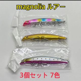 magnolia ルアー ミノー 3個セット ブルー　7色　ゴールド(ルアー用品)