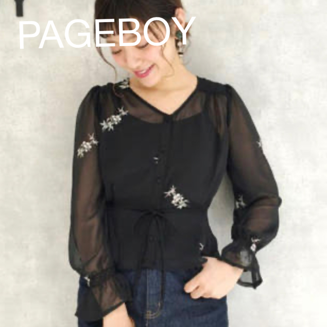 pageboy 刺繍シフォンブラウス　美品 レディースのトップス(シャツ/ブラウス(長袖/七分))の商品写真