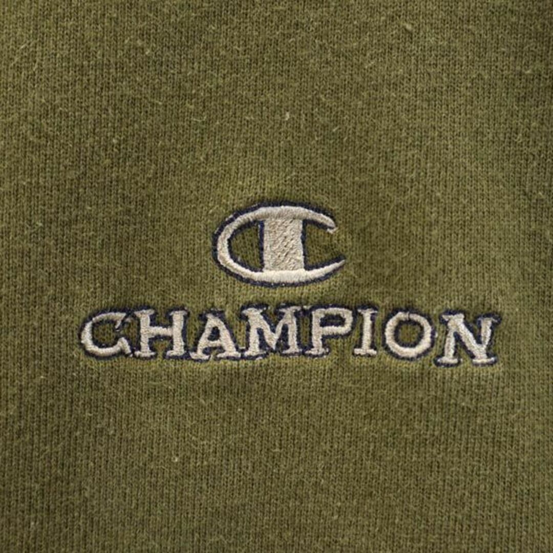 チャンピオン 90s オールド  スウェット 長袖トレーナー XL カーキ Champion 裏起毛 ロゴ刺繍 メンズ   【230923】