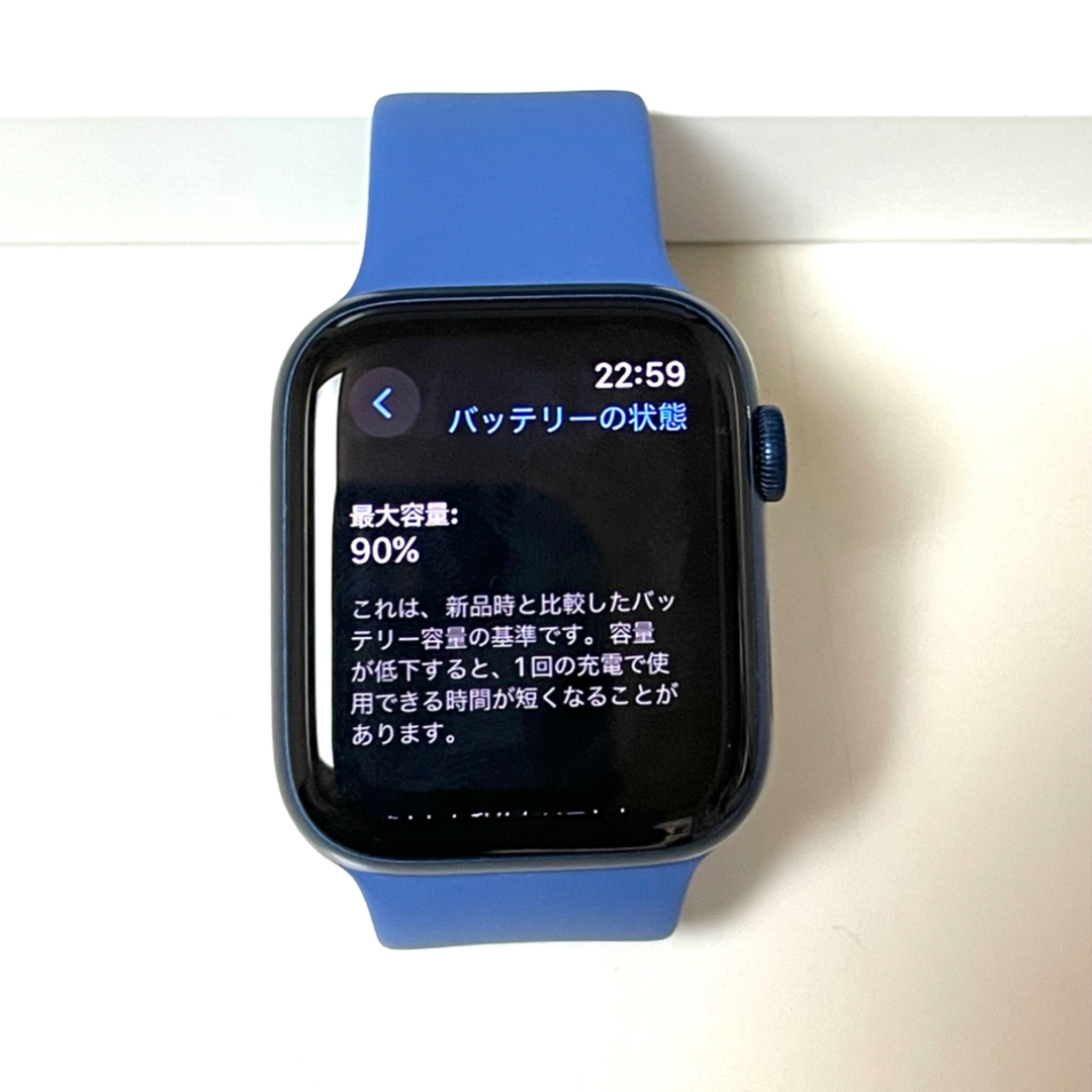 Apple Watch(アップルウォッチ)のApple Watch 6 44mm GPS ブルー アルミ バッテリー90% メンズの時計(腕時計(デジタル))の商品写真