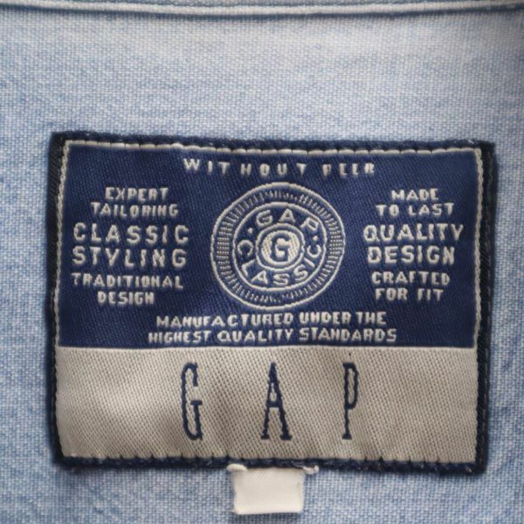 ギャップ 90s オールド バック刺繍 長袖 デニムシャツ GAP ロゴ メンズ 【中古】 【230923】 OLD GAP 90sVTG★スウェットカーディガン★刺繍エンブレム