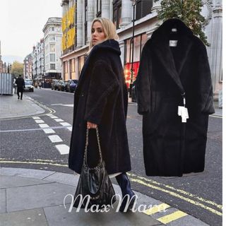 マックスマーラ(Max Mara)の新作 Max Mara TEDGIRL テディベア アイコン コート ブラック(毛皮/ファーコート)