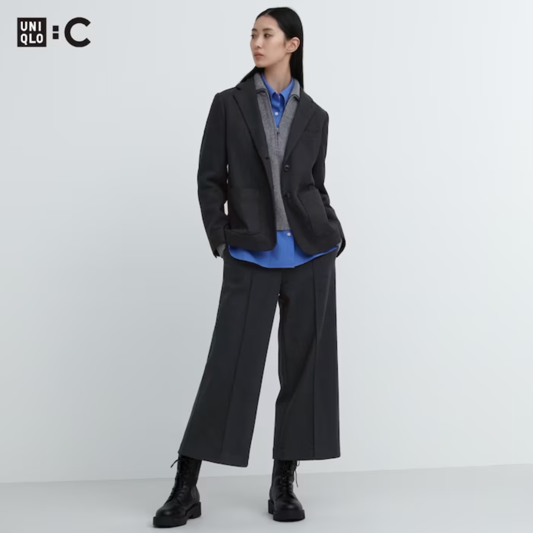 ブラッシュドジャージークロップドパンツ　灰 M　UNIQLO：C　ユニクロ シー 1