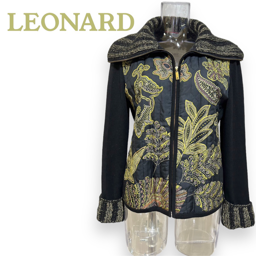 レオナール　シルク＆ニットのオシャレなカーディガン ジャンパー　LEONARD