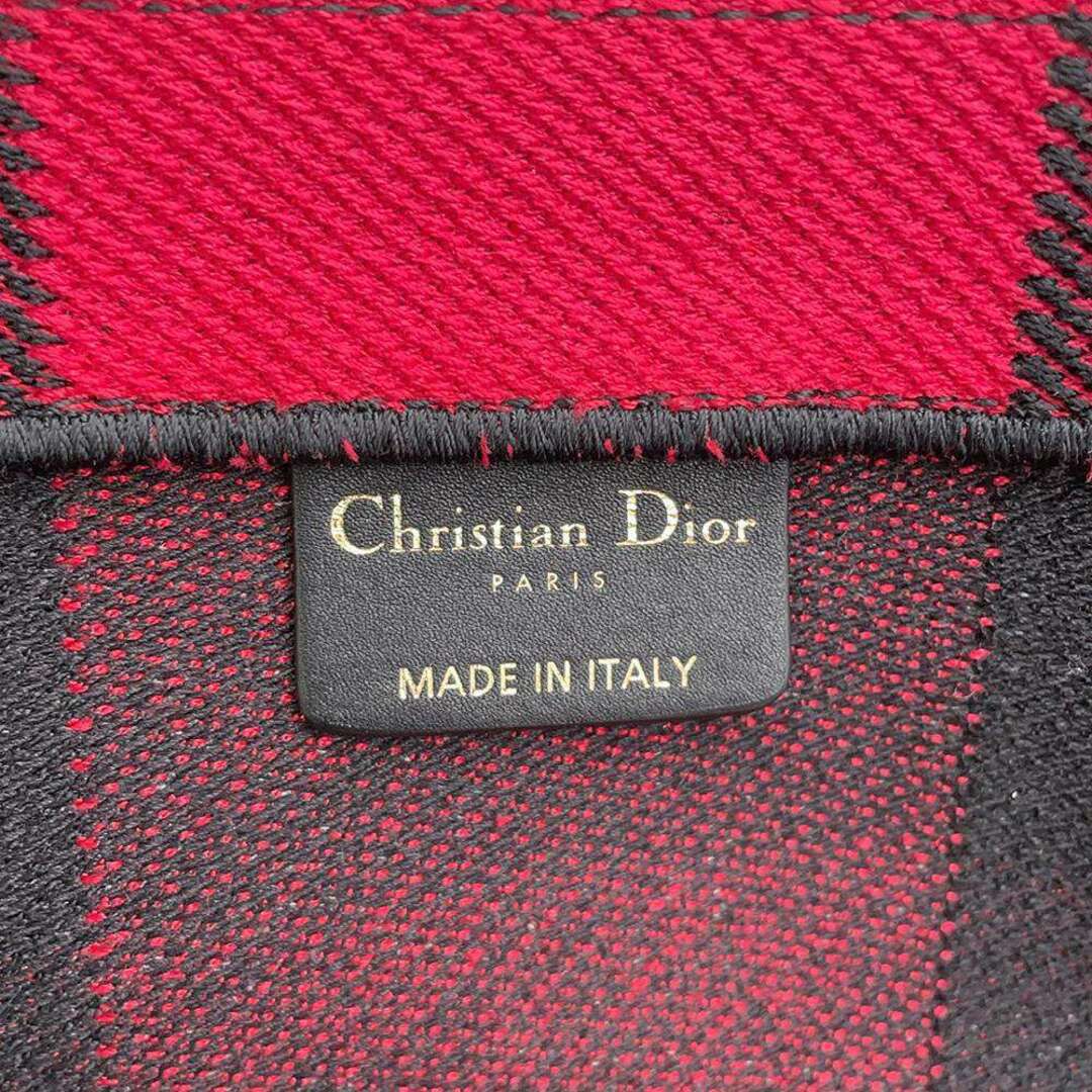 クリスチャン・ディオール トートバッグ ブックトート ラージ キャンバス チェック柄 Christian Dior 黒