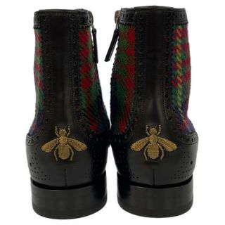 Gucci - グッチ ブーツ ウィングチップ ビー刺繍 チェック柄