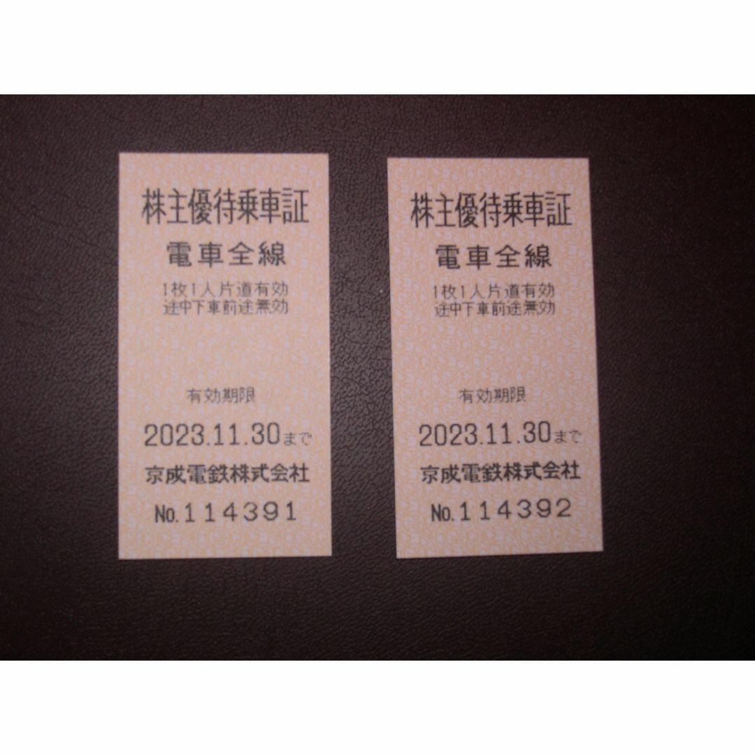 京成電鉄　株主優待乗車証１枚　送料込み　２枚まで対応可能 チケットの乗車券/交通券(鉄道乗車券)の商品写真