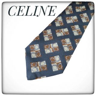 セリーヌ(celine)の美品【CELINE セリーヌ】ネクタイ 総柄 グレー系 スペイン製(ネクタイ)