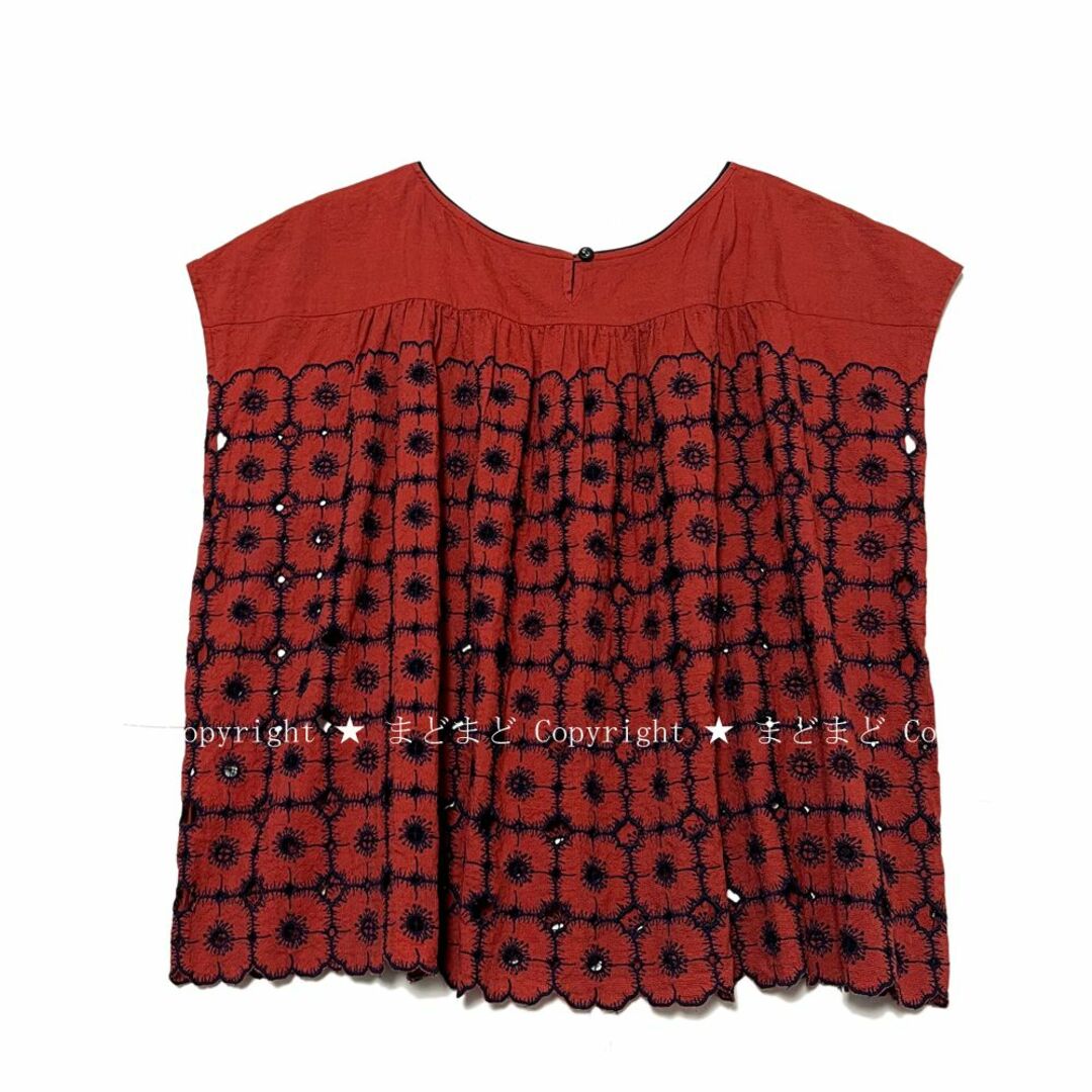 mina perhonen - 美品 ミナペルホネン anemone 刺繍 ブラウス 38 赤