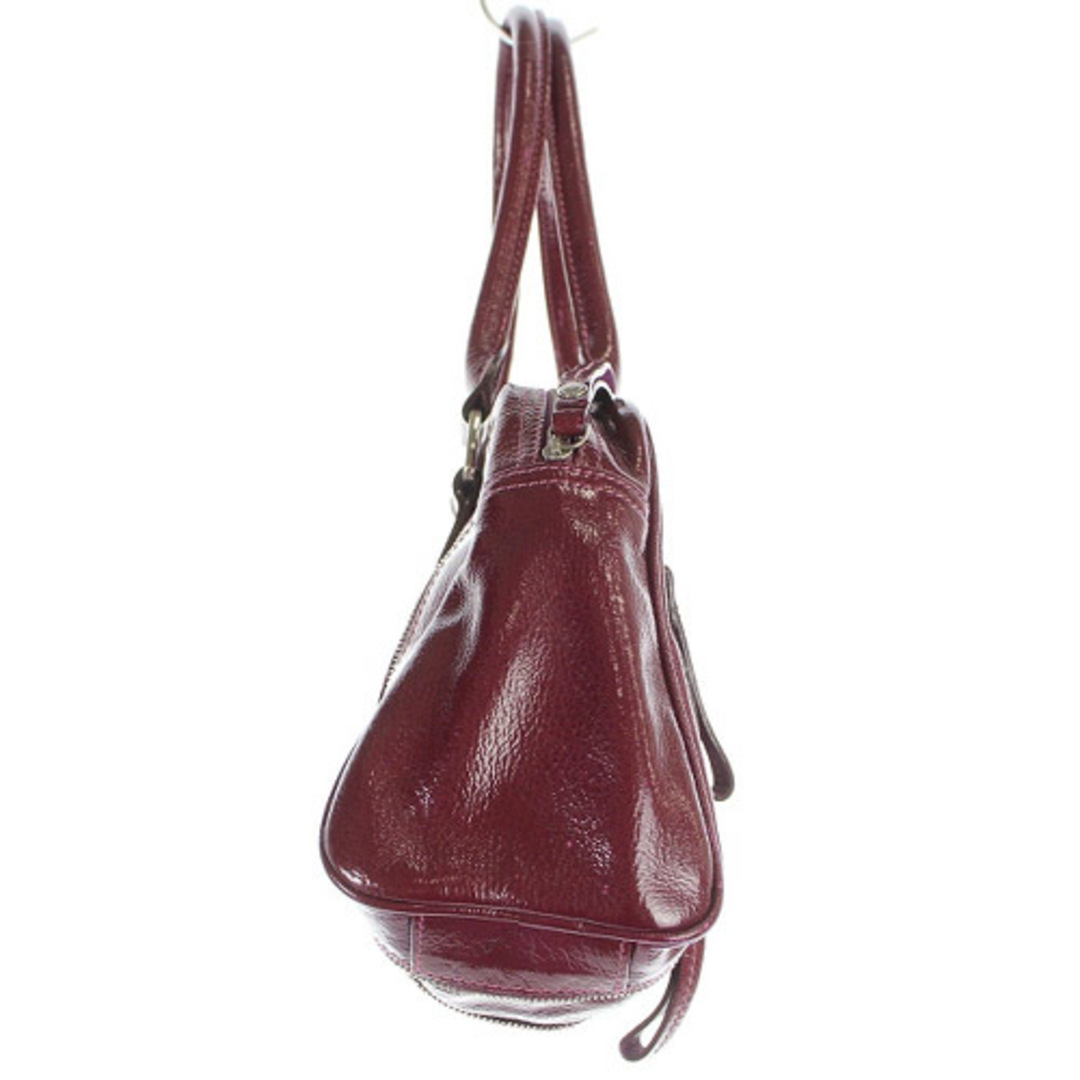 LONGCHAMP(ロンシャン)のロンシャン エナメル ハンドバッグ トートバッグ ロゴ 紫 レディースのバッグ(ハンドバッグ)の商品写真