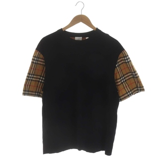 バーバリー Tシャツ カットソー 袖ノバチェック 半袖 XL TG 黒 ブラック