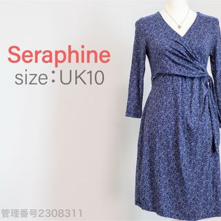 セラファン(SERAPHIN)のSeraphine マタニティウエア　カシュクールワンピース　ひざ丈　七分袖(マタニティワンピース)