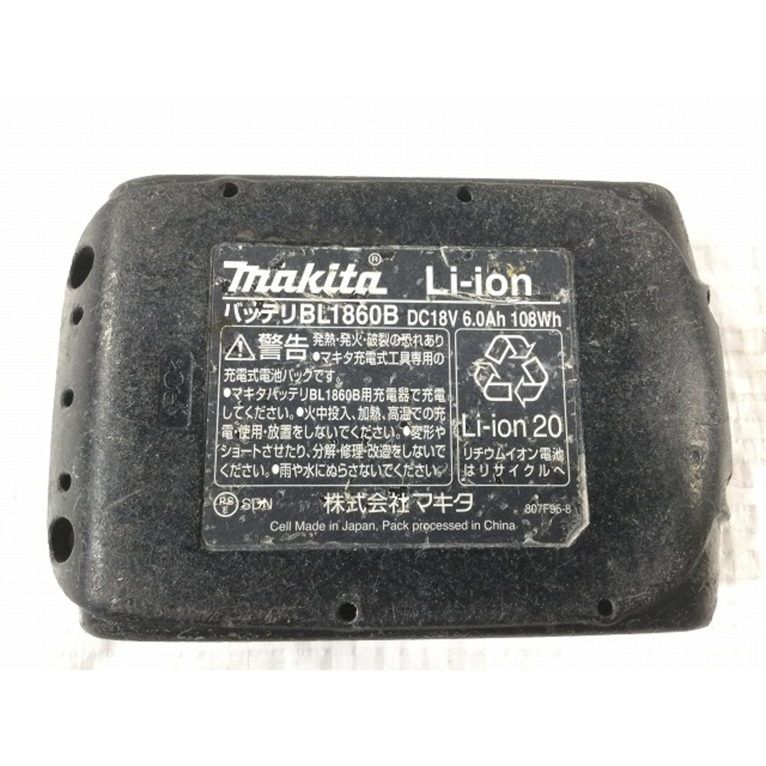 ☆比較的綺麗です☆makita マキタ 18V 6.0Ah 残量表示付き 純正 リチウムイオンバッテリー BL1860B 急速充電器 DC18RC 63788