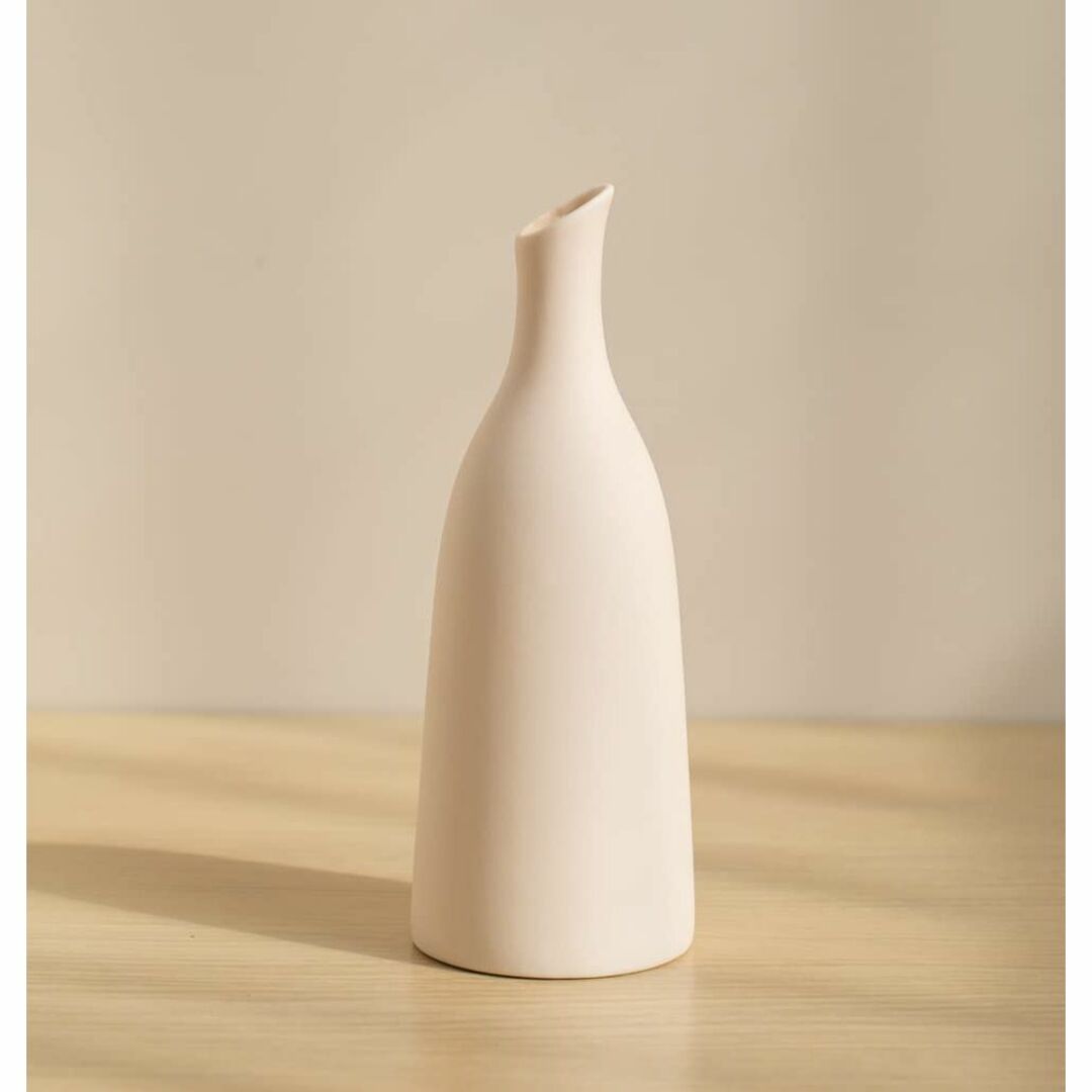 【色: クリーム】寝室 花瓶 陶器 セラミック 花瓶おしゃれ 一輪挿し オシャレ 6