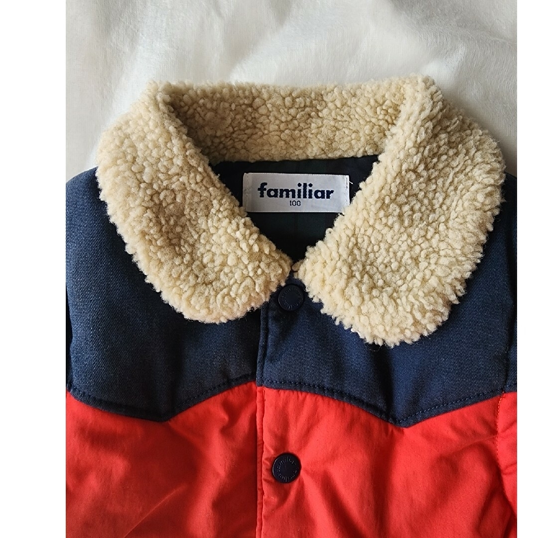 familiar(ファミリア)のfamiliar ファミリア ダウン 100 ダウンベスト 赤 チェック 緑 キッズ/ベビー/マタニティのキッズ服男の子用(90cm~)(コート)の商品写真