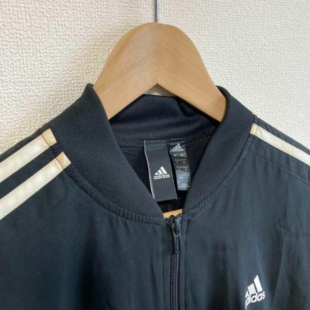 adidas アディダス ナイロンジャケット 3ライン ブラック 黒 L