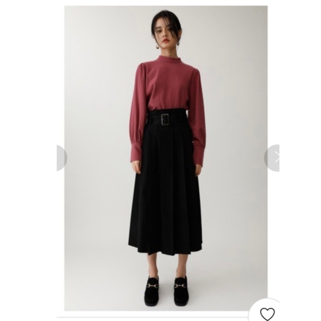 moussy(マウジー)のmoussy FOLD WAIST FLARE SKIRT プリーツスカート　黒 レディースのスカート(ロングスカート)の商品写真