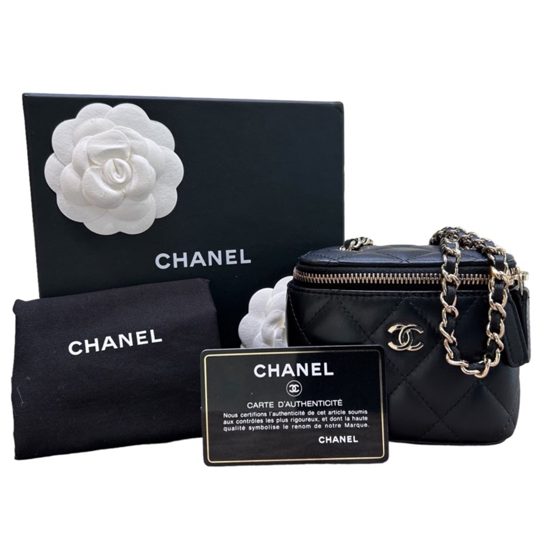 シャネル CHANEL ミニ バニティ チェーンバッグ AP2158 ブラック ゴールド金具 ラムスキン レディース ショルダーバッグ