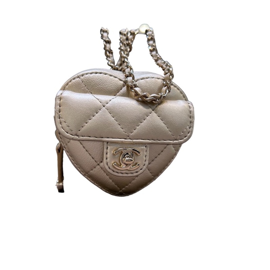 CHANEL - 　シャネル CHANEL ハートネックレスコインパース AP2783 シャンパンゴールド/GD金具 ラムスキン レディース ショルダーバッグ