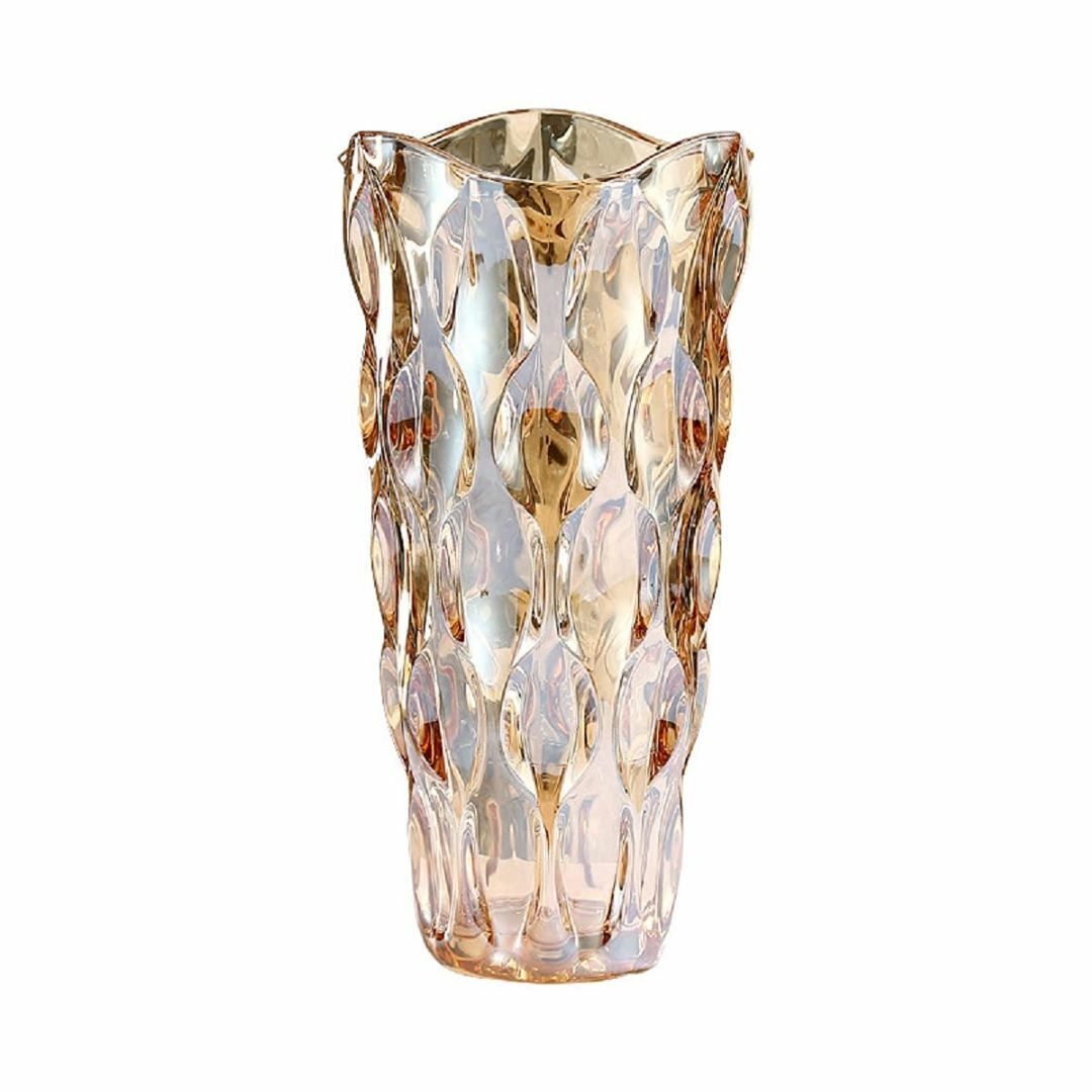 【色: アンバー-24cm】ガラス フラワーベース 透明 花瓶 ガラス おしゃれ