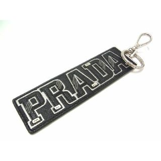 プラダ(PRADA)の■新品■未使用■ PRADA プラダ レザー キーリング キーホルダー チャーム メンズ レディース ブラック系×シルバー系 AQ1251(その他)