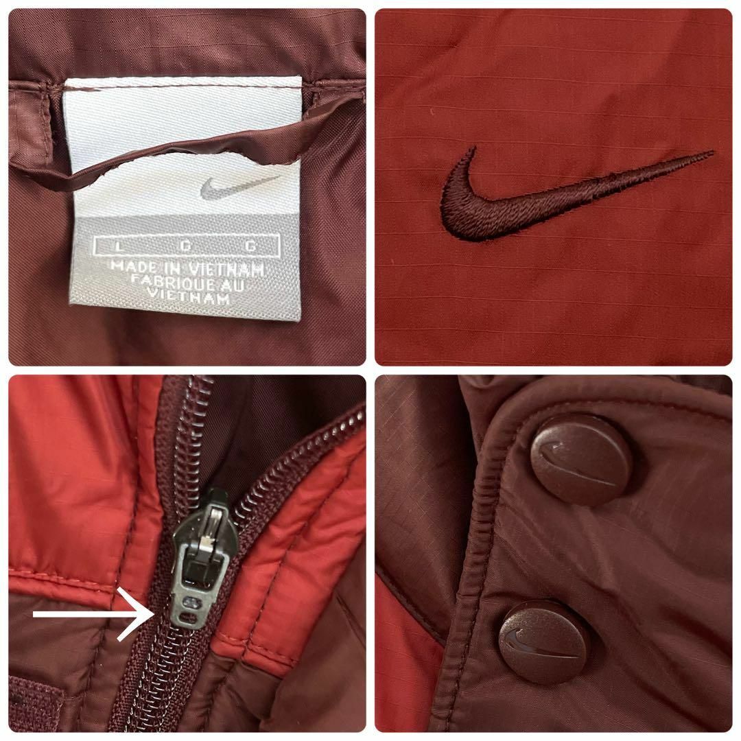ナイキ 00s NIKE ダウンジャケット y2k バイカラー レンガ L