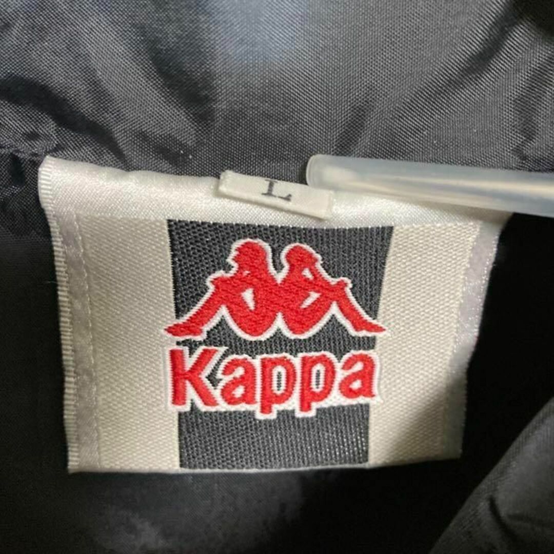 カッパ　Kappa ナイロンジャケット テープロゴ　ライン　ブラック　L