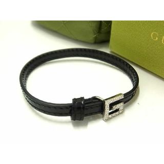 グッチ(Gucci)の■新品同様■ GUCCI グッチ パテントレザー ラインストーン ブレスレット アクセサリー レディース ブラック系 AR4557(ブレスレット/バングル)