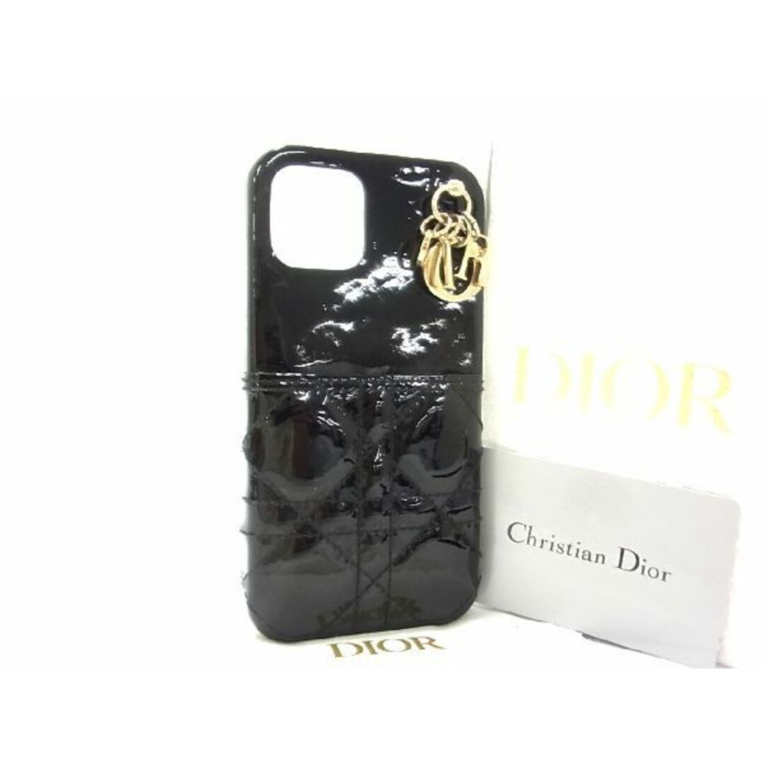 ■極美品■ ChristianDior ディオール レディディオール カナージュ パテントレザー iPhone12/12Pro対応 アイフォンケース AR4556