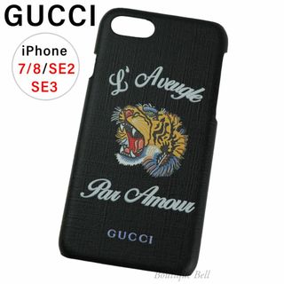 グッチ(Gucci)の【グッチ】タイガー iPhone7/8SE2/SE3 ケース ブラック(iPhoneケース)