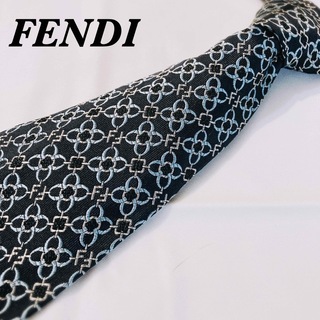 フェンディ(FENDI)のFENDI ネクタイ　ブルー　イタリア製　シルク100%(ネクタイ)