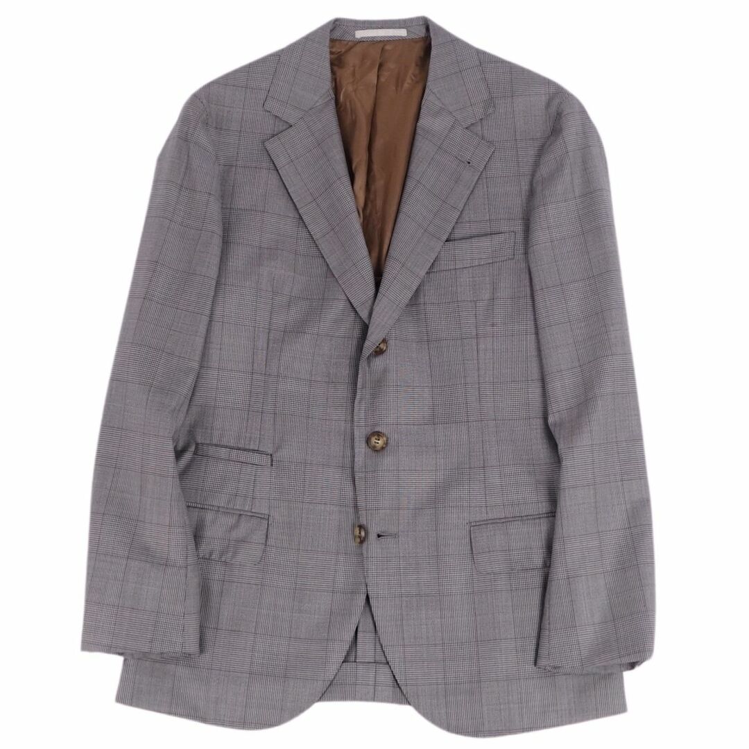 ブルネロクチネリ BRUNELLO CUCINELLI ジャケット テーラードジャケット シングル 背抜き グレンチェック アウター メンズ S相当 グレー