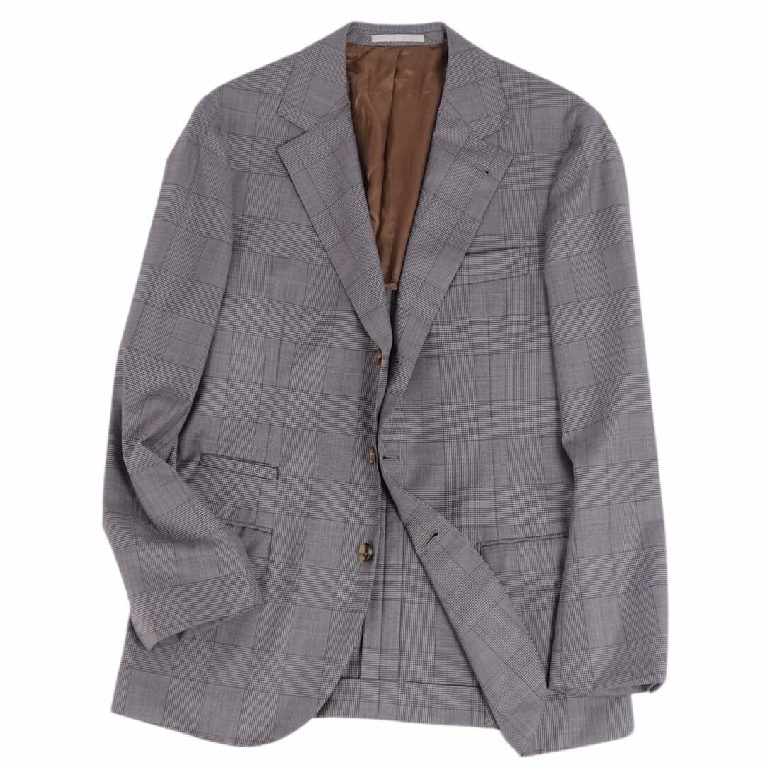 ブルネロクチネリ BRUNELLO CUCINELLI ジャケット テーラードジャケット シングル 背抜き グレンチェック アウター メンズ S相当 グレー