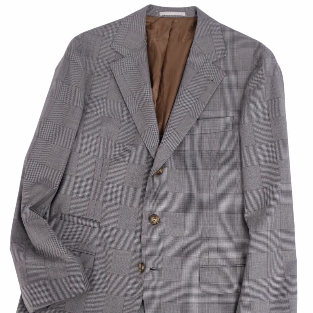 BRUNELLO CUCINELLI(ブルネロクチネリ)のブルネロクチネリ BRUNELLO CUCINELLI ジャケット テーラードジャケット シングル 背抜き グレンチェック アウター メンズ S相当 グレー メンズのジャケット/アウター(テーラードジャケット)の商品写真