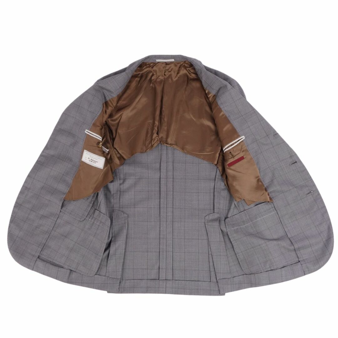 ブルネロクチネリ BRUNELLO CUCINELLI ジャケット テーラードジャケット シングル 背抜き グレンチェック アウター メンズ S相当  グレー