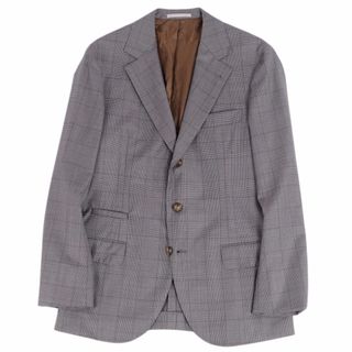 ブルネロクチネリ(BRUNELLO CUCINELLI)のブルネロクチネリ BRUNELLO CUCINELLI ジャケット テーラードジャケット シングル 背抜き グレンチェック アウター メンズ S相当 グレー(テーラードジャケット)