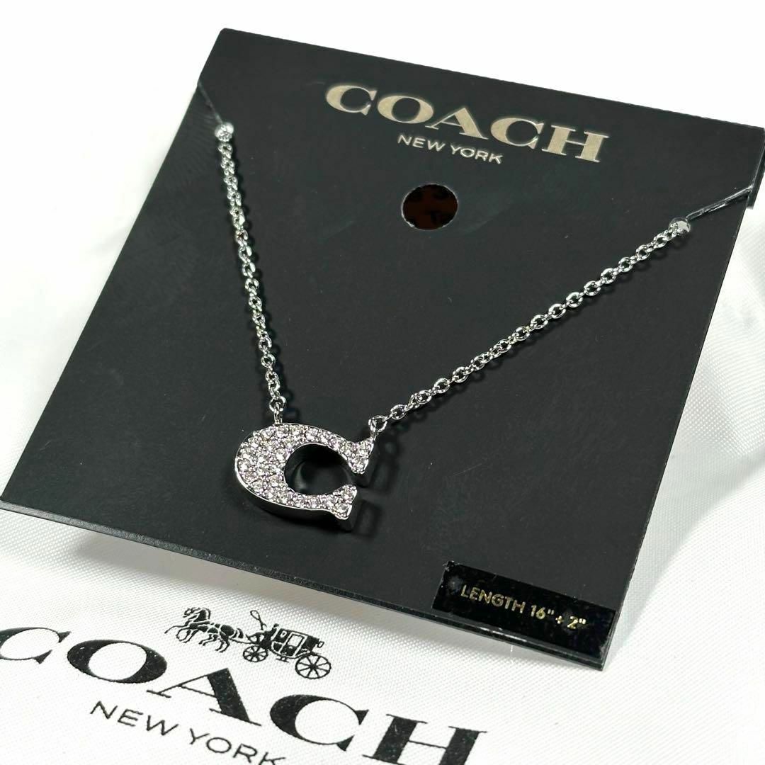 新品 即発ok COACH コーチ パヴェ シグネチャー ネックレス シルバー-