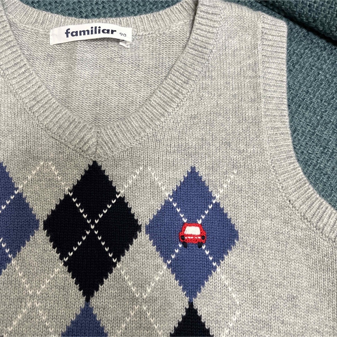 【美品】 ファミリア familiar ニットベスト 90サイズ アーガイル柄