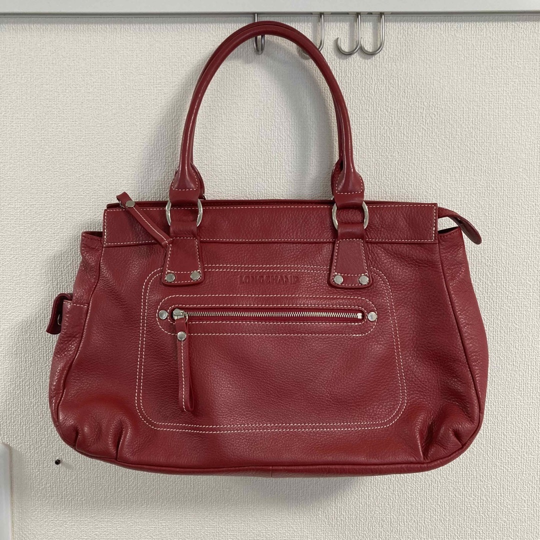 Longchamp ROSEAU ハンドバッグ 赤 ボルドー@DC65