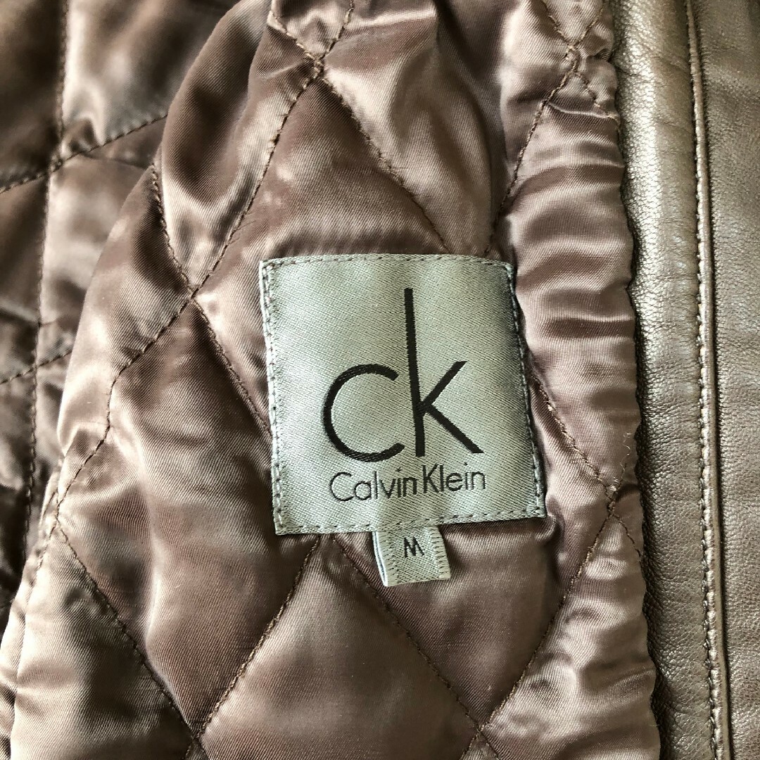 Calvin Klein カルバンクライン レザージャケット 羊革 ブラウン-