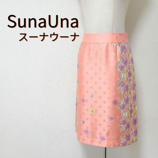 スーナウーナ(SunaUna)のSunaUna スーナウーナ★綺麗な花柄 サテン風 ミニスカート 日本製 36(ミニスカート)