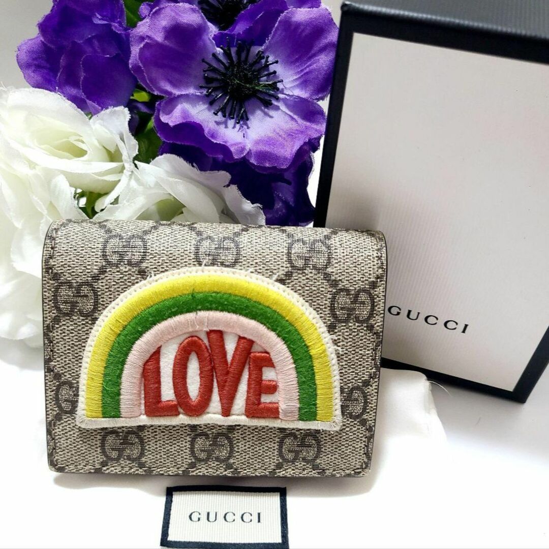 Gucci - グッチGGスプリーム☆虹☆LOVE☆折り財布の+inforsante.fr