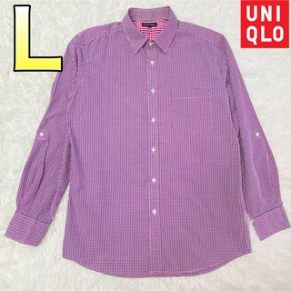 ユニクロ(UNIQLO)のユニクロ メンズ 長袖チェックシャツ Lサイズ (シャツ)