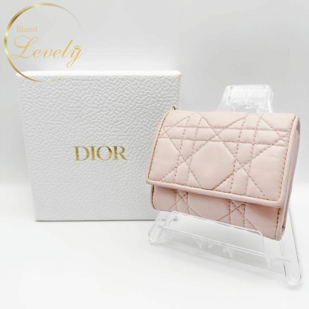 DIOR レディディオール パテント ロータスウォレット ダスティピンク