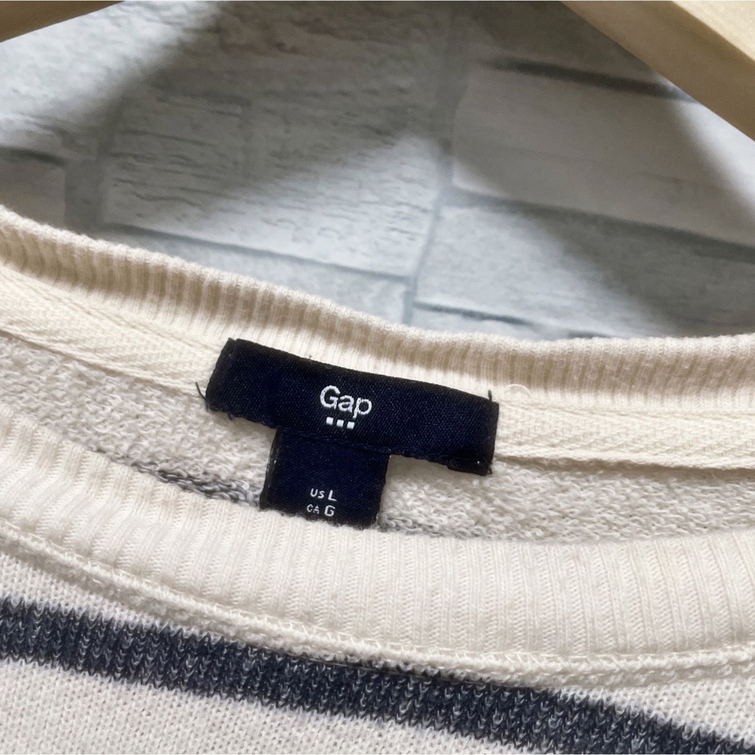 GAP(ギャップ)のGAP　スウェット　Lサイズ　ボーダー　ベージュ　ネイビー　メンズ　レディース メンズのトップス(スウェット)の商品写真