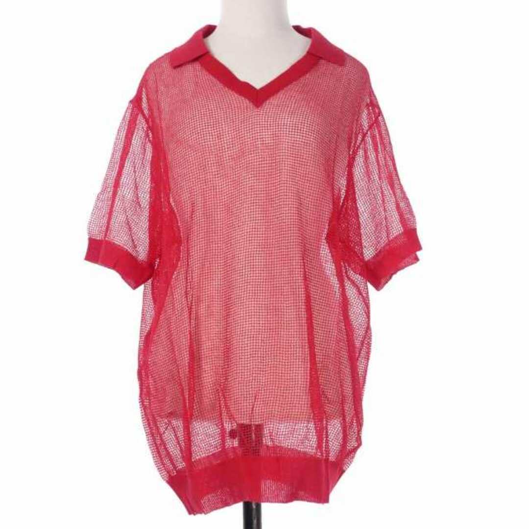 メゾンマルジェラ 21SS メッシュ ポロシャツ カットソー 半袖 M 赤のサムネイル