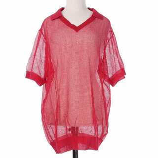 マルタンマルジェラ(Maison Martin Margiela)のメゾンマルジェラ 21SS メッシュ ポロシャツ 半袖 L 赤(ポロシャツ)