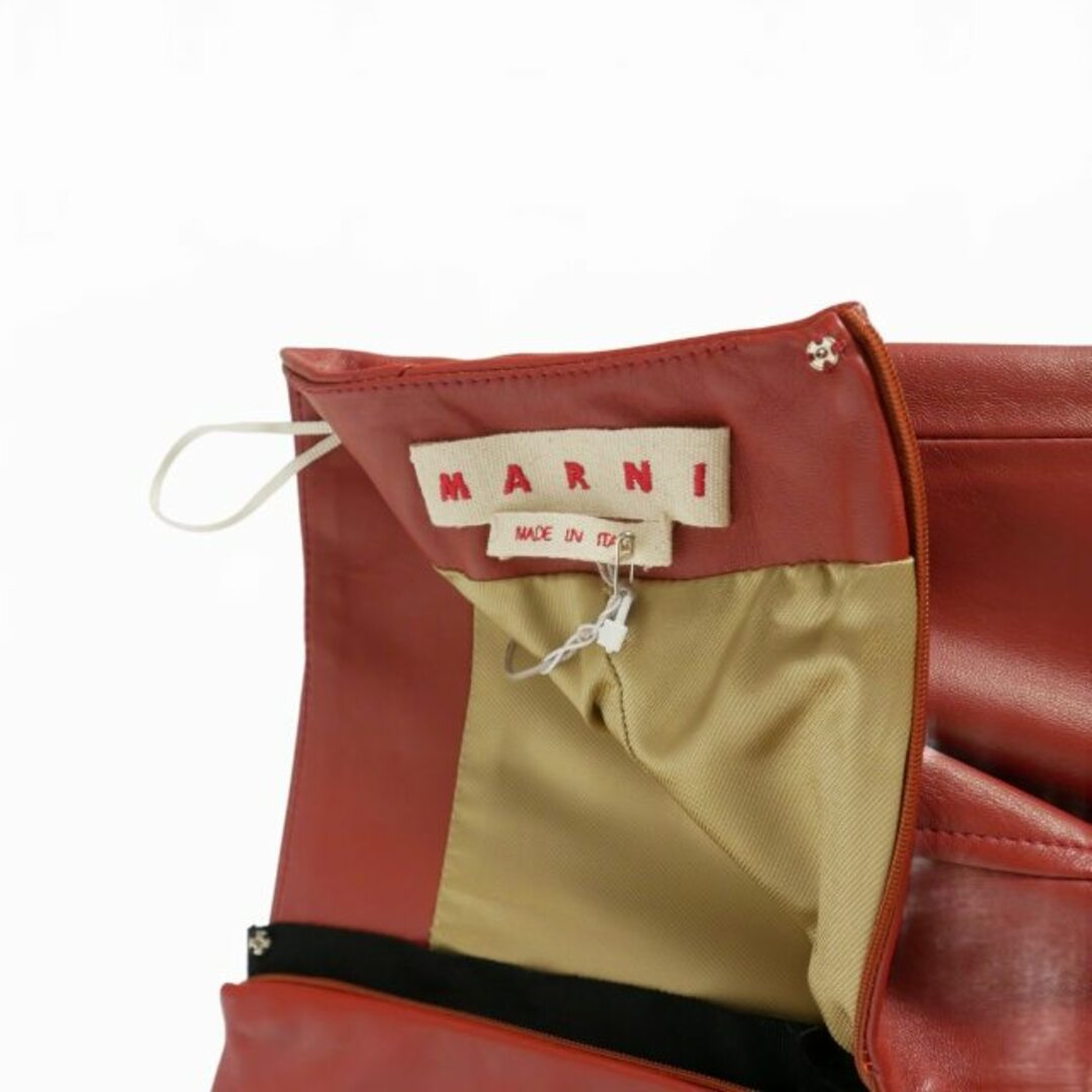 Marni(マルニ)のマルニ MARNI 21AW レザー スカート ひざ丈 シープスキン 38 茶 レディースのスカート(ひざ丈スカート)の商品写真