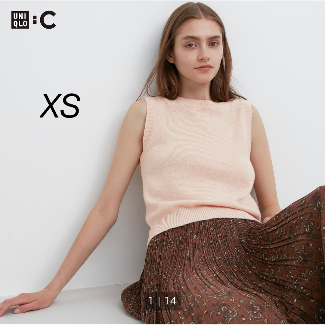 UNIQLO:C  カシミヤクルーネックショートセーター　ピンクXS